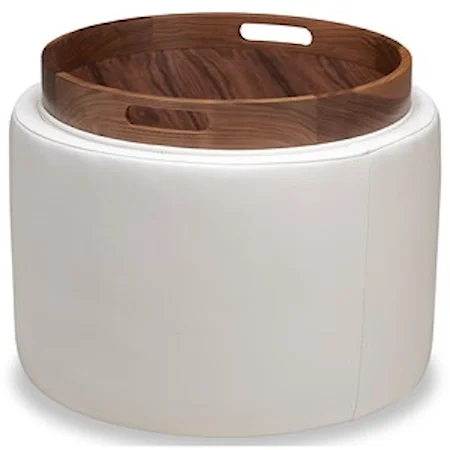 Contemporary Accent Ottoman with Reversible Storage Tray and Casters